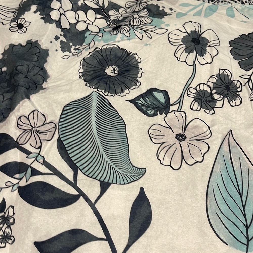 Teal/Flower Curtain